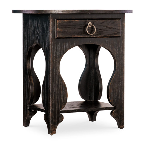Hooker Furniture Americana One-Drawer Oval Nightstand in Black