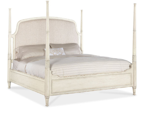 Hooker Furniture Americana King Upholstered Poster Bed in Cream