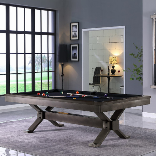 The Axton Steel Pool Table by Plank & Hide blends modern design and durability — perfect for any luxury game room or commercial space.