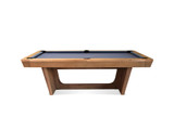 Side view of the Doc & Holliday Kaci Slate Pool Table in Glazed Maple finish, showcasing clean modern lines and a sturdy frame.