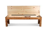 Close-up detailing the rich wood grain of the Dark Bud Pine finish, emphasizing the bench’s handcrafted quality.