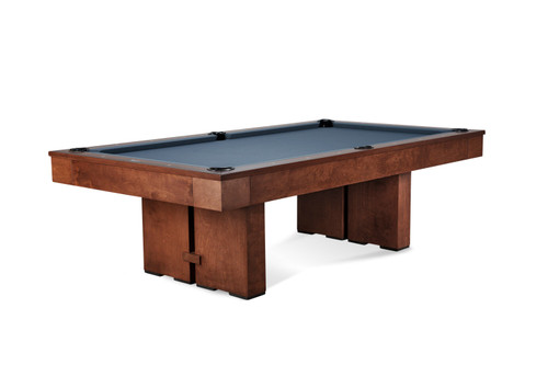 Experience the timeless beauty of the Jackie's Pool Table in Pecan Bourbon Walnut. Crafted in the USA by Doc & Holliday with full customization options, exclusively at Sawyer Twain for your luxury game room