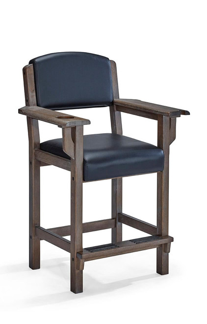 Brunswick Traditional Player’s Chair in Nutmeg finish with white background. Shows full view including seat cushion, backrest, and accessory holders.