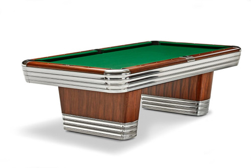 The Brunswick Centennial Slate Pool Table in Rosewood Finish with Chrome Accents is a stunning blend of classic style and modern design. Featuring a sleek rosewood frame, polished chrome details, and tournament-quality slate, this table exudes both sophistication and superior craftsmanship. Perfect for high-end game rooms, it offers a timeless aesthetic that enhances any space.