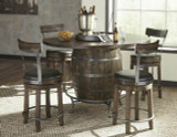 Bobby Wine Barrel Pub Table Set with 4 bar stools 