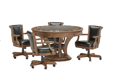 Brunswick Centennial Game Table Set in a variety of stunning finishes, showcasing the dual-purpose design with a premium dining surface on one side and a spill-resistant gaming surface on the other. Perfect for transforming your game room or dining area with luxury and versatility.