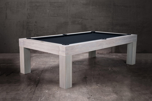 The Alta Slate Pool Table by American Heritage Billiards is shown in a bright, coastal-inspired interior, styled at a ¾ angle. Featuring a White Wash on Ash finish exclusive to Sawyer Twain, this Parsons-style table anchors the space with casual elegance—blending performance design with a fresh, modern aesthetic that’s perfect for beach homes, open-concept spaces, or elevated game rooms.