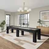 Shown here in a minimalist space with concrete floors and warm wood accents, the Black Fulton sets a moody tone. It blends effortlessly with curated modern furniture and bold lighting for an elevated game room experience.