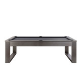 Side view of the Lexa Steel Slate Pool Table by Plank & Hide, displayed on a white background, highlighting the one-piece rectangular steel legs and the gun metal steel finish. The clean lines and industrial design elevate the table’s modern aesthetic, while the durable frame ensures long-lasting performance. This view showcases the pool table's sleek, minimalist appeal, making it the ideal addition to any high-end game room or luxury commercial setting.