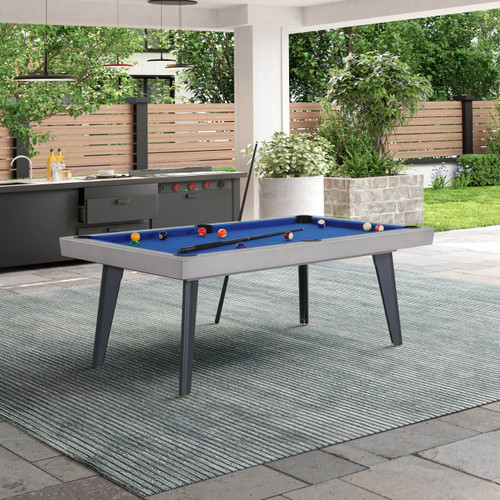 Playcraft Santorini 7' Outdoor Slate Pool Table w Dining Top, Benches and Table Tennis