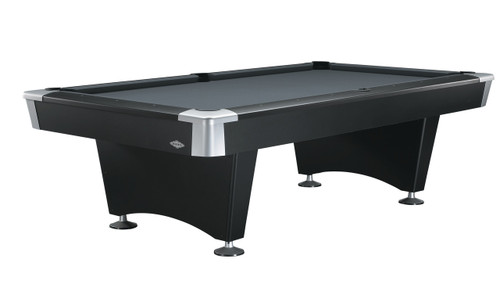 Brunswick Black Wolf Slate Pool Table with a modern matte black finish, K66 cushions, and tournament-grade three-piece slate, shown on a white background.