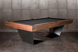 Commanding attention in any space, the TRON Steel & Slate Pool Table in Walnut combines modern industrial steel with the timeless elegance of solid walnut. A stunning addition to any luxury game room or commercial space.
