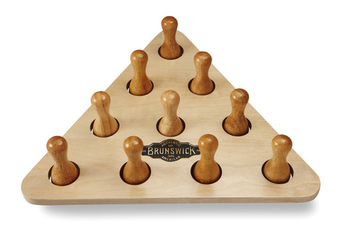 Brunswick Bowling Pin Set displayed fully assembled with pins, balls, and rack on a clean white background