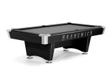 Brunswick Black Wolf Pro Slate Pool Table featuring a striking matte black laminate finish and robust pedestal legs, shown clearly on a white background.