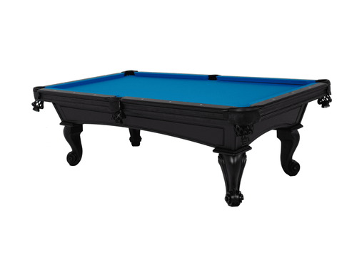 Doc & Holliday Heritage 8' Slate Pool Table in Matte Black finish, made from solid oak with wide Cavalier-style rails, leather drop pockets, and a professional three-piece slate top.